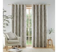 Catherine Lansfield Alder Trees Natural Eyelet Curtains Beige