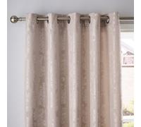 Catherine Lansfield Living Damask Jacquard 66X72 Inch Eyelet Curtains Two Panels Champagne Gold