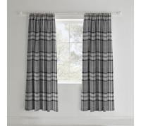 Catherine Lansfield Living Kelso Check 66X72 Inch Pencil Pleat Curtains Two Panels Charcoal Grey