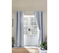 Catherine Lansfield 'Logan Stripe' Lined Eyelet Curtains in Blue | Size: 168 cm width x 229 cm drop Catherine Lansfield Blue 168 cm width x 229 cm drop
