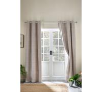 Catherine Lansfield Curtains Logan Stripe Lined Eyelet 66x72 in Two Panels Natural