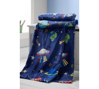 Catherine Lansfield 'Lost In Space' Blanket Throw in Blue | Size: 130 cm x 170 cm Catherine Lansfield Blue 130 cm x 170 cm