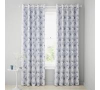 Catherine Lansfield Lucie Floral Frill Blue 66X90" Curtain Pair Fully Lined Ready Made