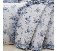 Catherine Lansfield Lucie Floral Frill Blue Bedspread Throwover 220X230Cm