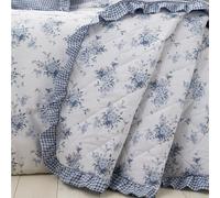 Catherine Lansfield Lucie Floral Frill Fully Reversible 220x230cm Bedspread White Blue