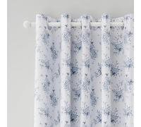 Catherine Lansfield Lucie Floral Frill Fully Reversible 66x90 Inch Eyelet Curtains Two Panels Blue