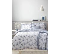 Catherine Lansfield Lucie Floral Frill Reversible Double Duvet Cover Set with Pillowcases White Blue