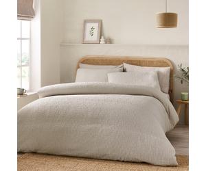 Catherine Lansfield Luxury Crinkle Seersucker Duvet Cover Bedding Set Natural