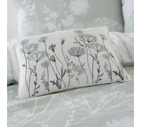Catherine Lansfield Meadowsweet Floral Embroidered Cushion - Green