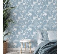 Catherine Lansfield Meadowsweet Floral Blue Wallpaper Wall Paper Roll