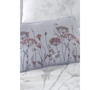 Catherine Lansfield Meadowsweet Floral Embroidered Cushion - Grey