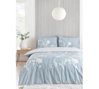 Catherine Lansfield Meadowsweet Floral Reversible Super King Duvet Cover Set with Pillowcase Sea spray Blue