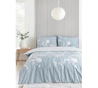 Catherine Lansfield Meadowsweet Floral Reversible Double Duvet Cover Set with Pillowcase Sea spray Blue