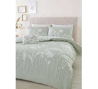 Catherine Lansfield Meadowsweet Floral Reversible King Duvet Cover Set with Pillowcases Green
