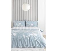 Catherine Lansfield Meadowsweet Floral Reversible Super King Duvet Cover Set with Pillowcase Sea spray Blue
