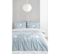 Catherine Lansfield Meadowsweet Floral Reversible Double Duvet Cover Set with Pillowcase Sea spray Blue