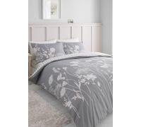 Catherine Lansfield Meadowsweet Floral Reversible Single Duvet Cover Set with Pillowcase Grey Pink