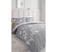 Catherine Lansfield Meadowsweet Floral Reversible Single Duvet Cover Set with Pillowcase Grey Pink