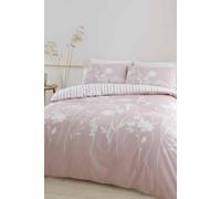 Catherine Lansfield Meadowsweet Floral Reversible Single Duvet Cover Set with Pillowcase Blush Pink