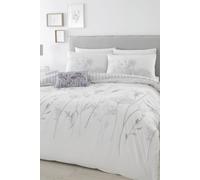 Catherine Lansfield Meadowsweet Floral Reversible Double Duvet Cover Set with Pillowcases White
