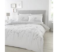 Catherine Lansfield Meadowsweet Floral Easy Care Duvet Cover Bed Set White/Grey