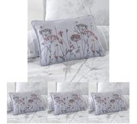 Catherine Lansfield Meadowsweet Floral Embroidered 30x40cm Cushion Grey (Pack of 4)