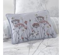 Catherine Lansfield Meadowsweet Floral Embroidered 30x40cm Cushion Grey