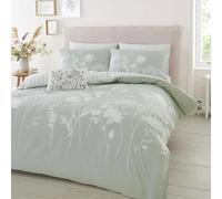 Catherine Lansfield Meadowsweet Floral Reversible King Duvet Cover Set with Pillowcases Green