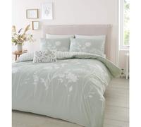 Catherine Lansfield Meadowsweet Floral Reversible Double Duvet Cover Set with Pillowcases Green