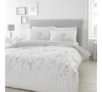 Catherine Lansfield Meadowsweet Floral Reversible Double Duvet Cover Set with Pillowcases White
