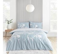 Catherine Lansfield Meadowsweet Floral Reversible King Duvet Cover Set with Pillowcase Sea spray Blue