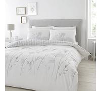 Catherine Lansfield Meadowsweet Floral Reversible King Duvet Cover Set with Pillowcases White