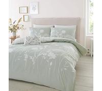 Catherine Lansfield Meadowsweet Floral Reversible Super King Duvet Cover Set with Pillowcases Green