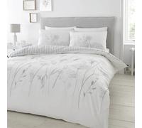 Catherine Lansfield Meadowsweet Floral Single Duvet Set White Grey