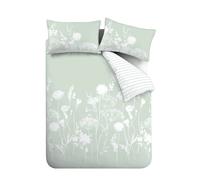 Catherine Lansfield Meadowsweet Floral Reversible King Duvet Cover Set with Pillowcases Green