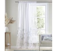 Catherine Lansfield Meadowsweet Floral Tab Top Voile Curtains White