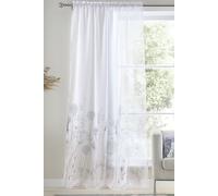 Catherine Lansfield Meadowsweet Floral Tab Top Voile Curtains White