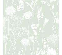 Catherine Lansfield Meadowsweet Floral Wallpaper Muriva Green One Size