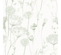 Catherine Lansfield Meadowsweet Floral Wallpaper Muriva Light Green One Size