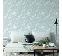 Catherine Lansfield Wallpaper - Meadowsweet Floral - Straight Match - White/Grey