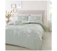 Catherine Lansfield Meadowsweet Floral Reversible King Duvet Cover Set with Pillowcases Green