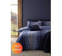 Catherine Lansfield Brushed Cotton Melrose Tweed Check Reversible Single Duvet Cover Set with Pillowcase Blue