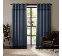 'Melville' Lined Eyelet Curtains Catherine Lansfield Blue 117cm width x 183cm drop