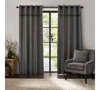'Melville' Lined Eyelet Curtains Catherine Lansfield Grey 168cm width x 137cm drop