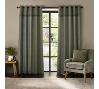 Catherine Lansfield Melville 90x90 Inch Lined Eyelet Curtains Two Panels Green