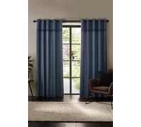Catherine Lansfield 'Melville' Lined Eyelet Curtains in Blue | Size: 168 cm width x 183 cm drop Catherine Lansfield Blue 168 cm width x 183 cm drop