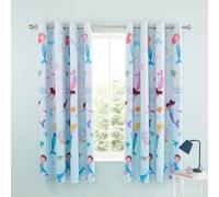 Catherine Lansfield Mermaid 66x72 Inch Fully Reversible Two Curtain Panels Blue/Pink