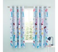 Catherine Lansfield Mermaid 66x72 Inch Fully Reversible Two Curtain Panels Blue/Pink