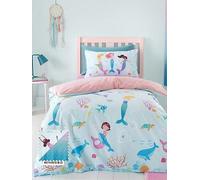 Catherine Lansfield Mermaid Blue Reversible Duvet Cover Set Blue