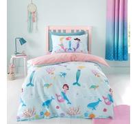 Catherine Lansfield Mermaid Reversible Double Duvet Cover Set with Pillowcases Blue